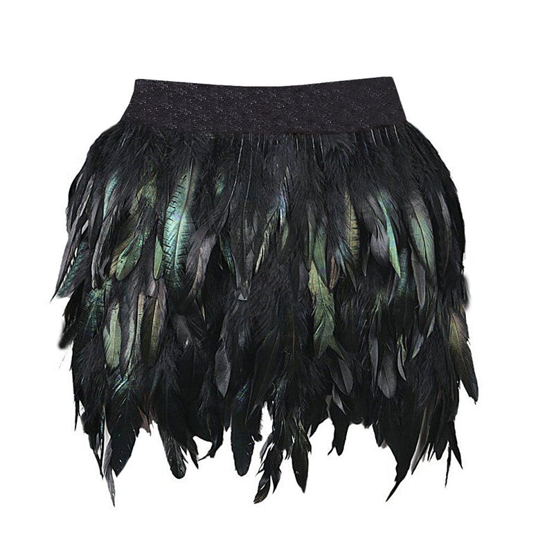 Miuco Womens Faux Feather A Line Mini Skirt Small Black - Image 1